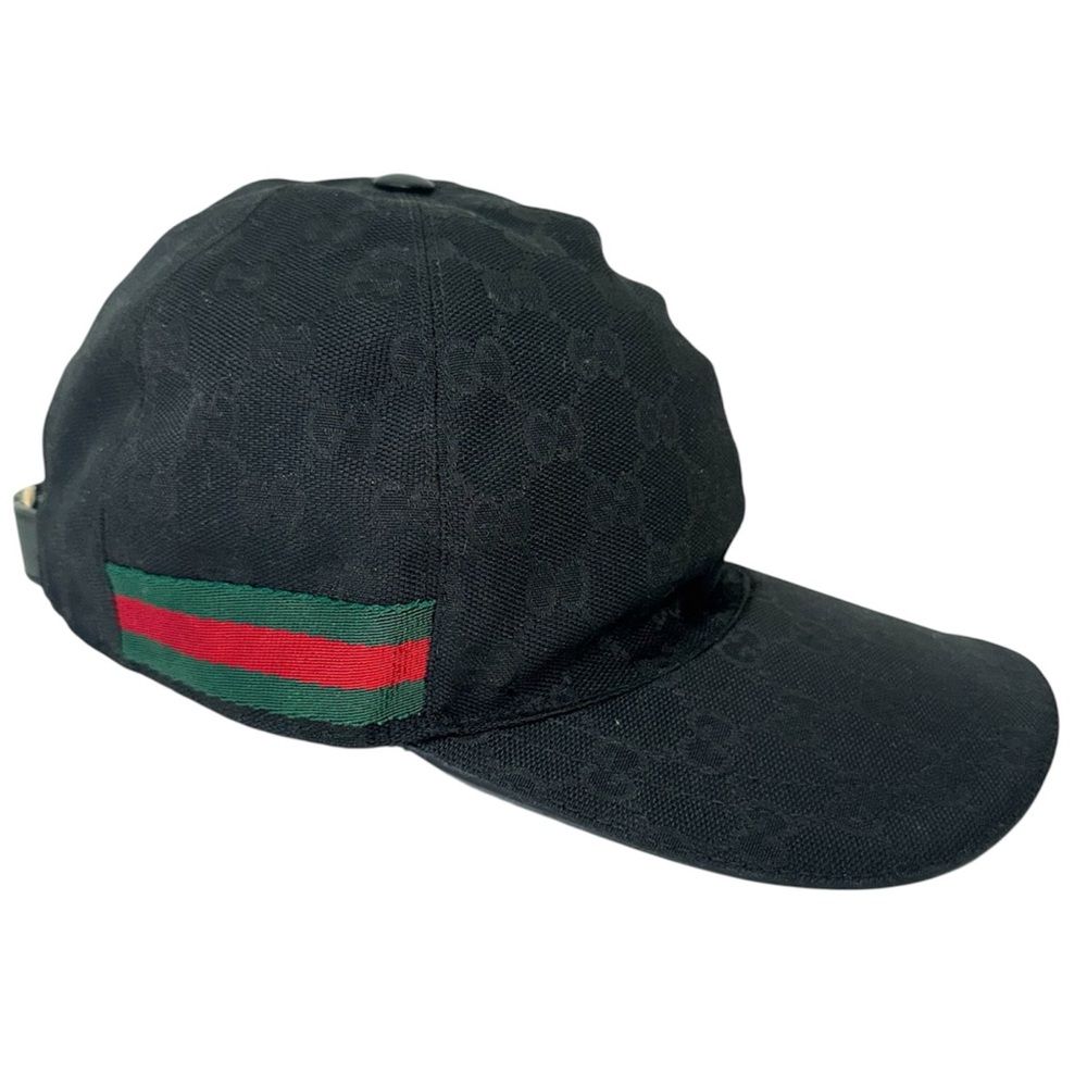 Authentic Gucci Original GG Canvas Baseball Hat With Green And Red Web